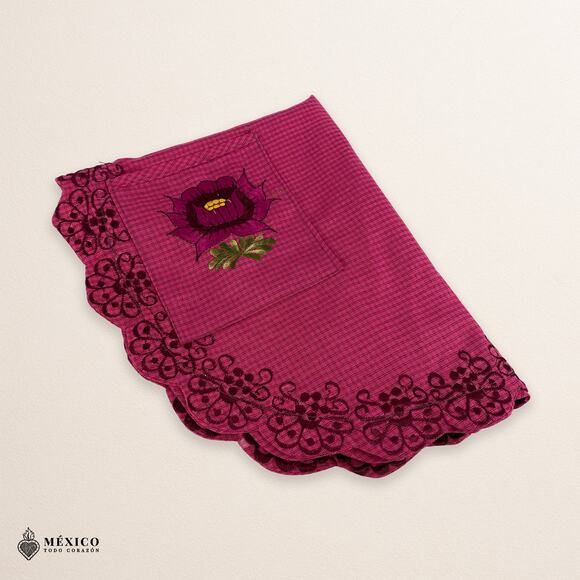 Cherry Mexican Embroidered Smock Apron – Floral Traditional Design for Women - Picture 6 of 8